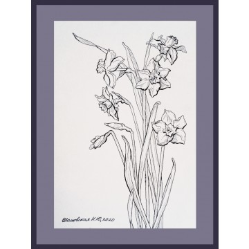 Narcissi. Diptych 'Spring flowers'